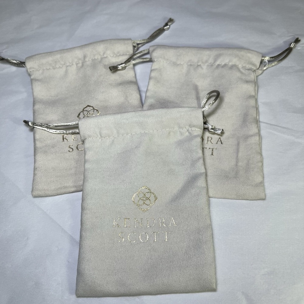 3 Kendra Scott Jewelry Bag Pouches Drawstring Med 5.5" x 4.5" VGC Fast Shipping